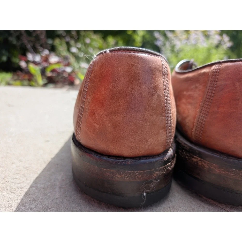 Allen Edmonds Dellwood Brown Split Moc Toe Vibram Lace Up Blucher USA SZ 9D